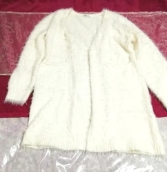 白ホワイトフワフワ/カーディガン/羽織 White fluffy cardigan, レディースファッション, カーディガン, Sサイズ