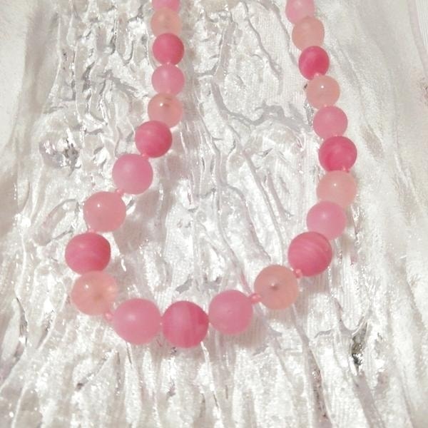 ピンク珠型ネックレス首輪チョーカー/ジュエリー/お守りアミュレット Pink pearl necklace collar choker jewelry amulet, レディースアクセサリー, ネックレス、ペンダント, その他