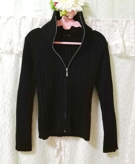 काला बुना हुआ टर्टलनेक कार्डिगन, महिलाओं का फैशन, कार्डिगन, मी आकार